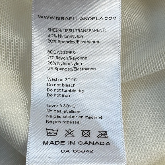 Israella Kobla Mutu Dress Mini Sheer Mesh White Long Sleeve Bridal Bachelorette - Picture 13 of 14